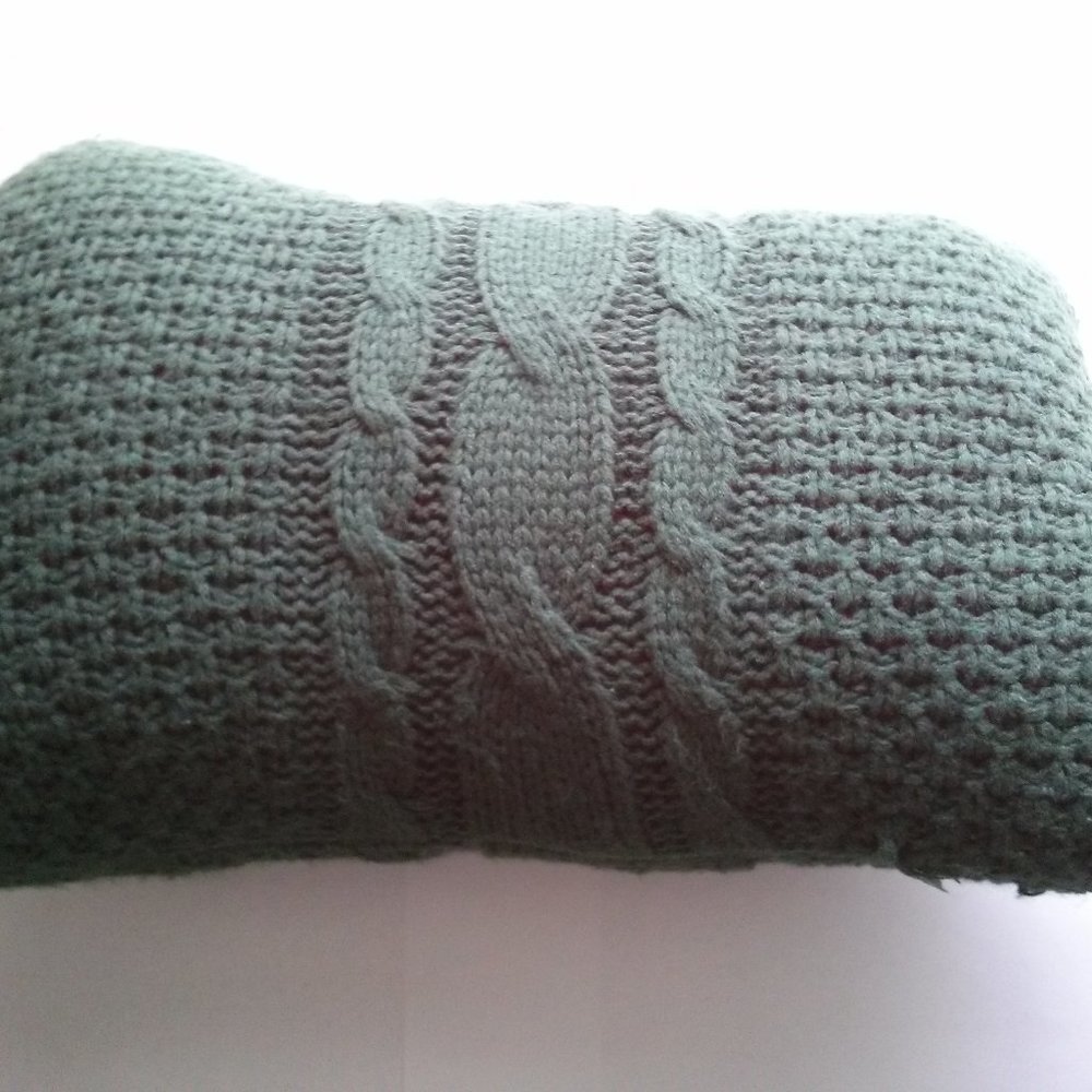 Pillow, Soft Cable Knit Design, Dark Green, 18" x 13"